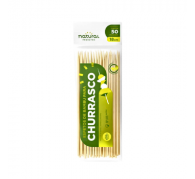 Espeto de bambu 25 cm com 50 unidades Natural