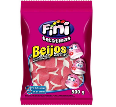 Balas de Gelatina Beijo de Morango Fini 250g