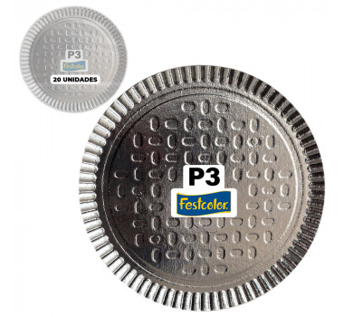 Prato Laminado Festcolor P3 20 Unidades Bolos e Salgados 