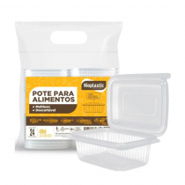 Kit pote retangular 400 ml com 24 un Rioplastic